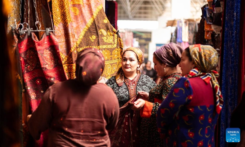 People visit the Oriental Bazaar in Ashgabat, Turkmenistan, June 7, 2026. (Photo by Cui Jiaxin/Xinhua)
