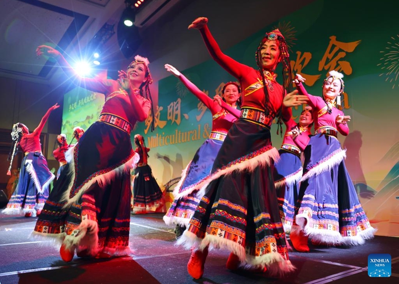 Actresses perform during a multicultural & multi-ethnic gala in Sydney, Australia, June 7, 2026. The event was held here ahead of the second International Day for Dialogue among Civilizations, a UN observance celebrated on June 10. (Xinhua/Gong Bing)