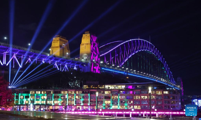 The Sydney Harbour Bridge is pictured during the Vivid Sydney light festival in Sydney, Australia, June 6, 2026. The annual Vivid Sydney light festival is held here from May 22 to June 13 this year. Photo: Xinhua