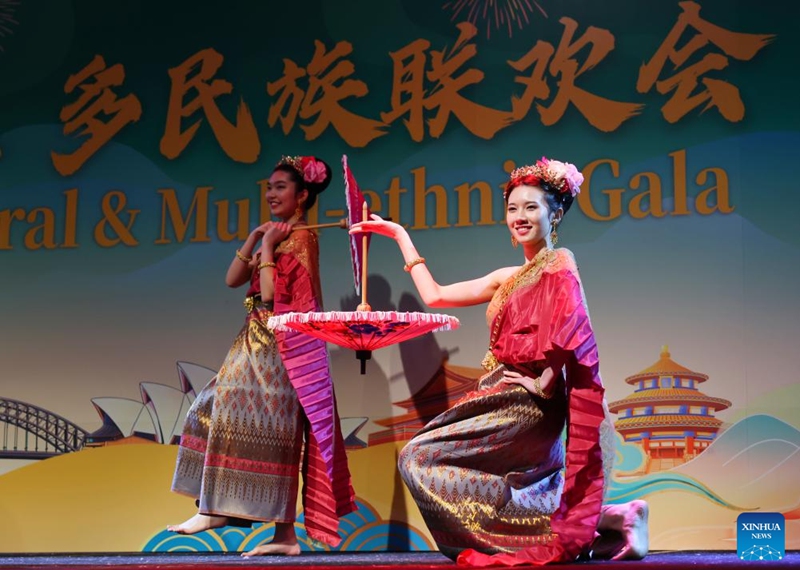 Actresses perform during a multicultural & multi-ethnic gala in Sydney, Australia, June 7, 2026. The event was held here ahead of the second International Day for Dialogue among Civilizations, a UN observance celebrated on June 10. (Xinhua/Gong Bing)