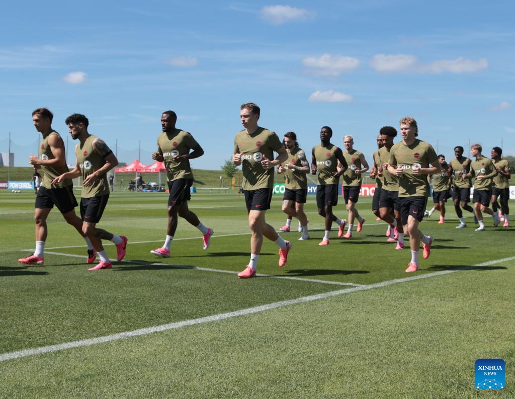 Players of the Canadian men's national football team take part in a training session ahead of the FIFA World Cup in Toronto, Canada, on June 8, 2026. (Photo: Xinhua)