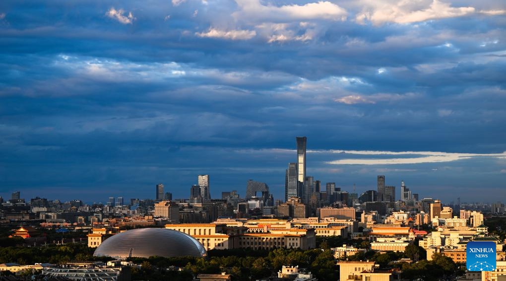 This photo taken on June 9, 2026 shows the city skyline at sunset in Beijing, capital of China. (Photo: Xinhua)