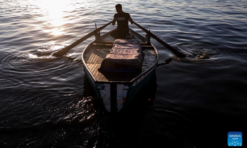 A Palestinian fisherman is seen working at Gaza's seaport, in Gaza City, June 8, 2026. (Photo: Xinhua)