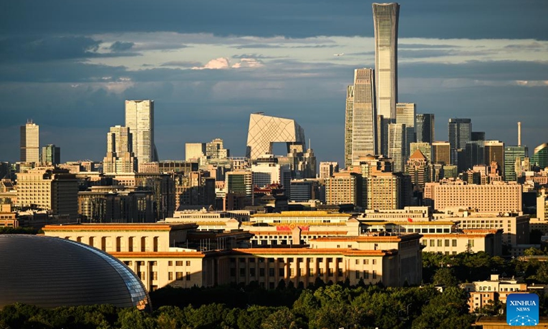 This photo taken on June 9, 2026 shows the city skyline at sunset in Beijing, capital of China. (Photo: Xinhua)