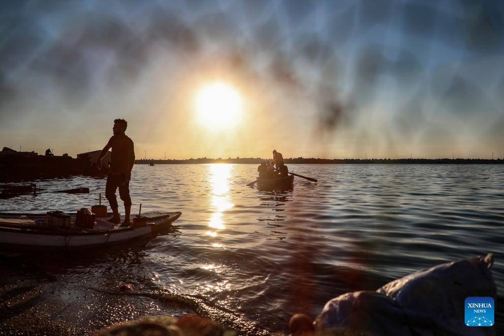 Palestinian fishermen are seen working at Gaza's seaport, in Gaza City, June 8, 2026. (Photo: Xinhua)