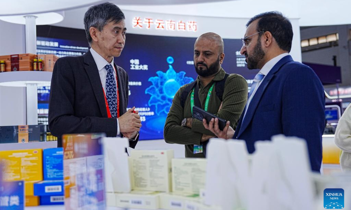 Exhibitors and buyers talk at the 10th China-South Asia Exposition in Kunming, southwest China's Yunnan Province, June 11, 2026. The 10th China-South Asia Expo kicked off on Thursday in Kunming City. The event has put an emphasis on enhancing regional trade and industrial cooperation under the theme