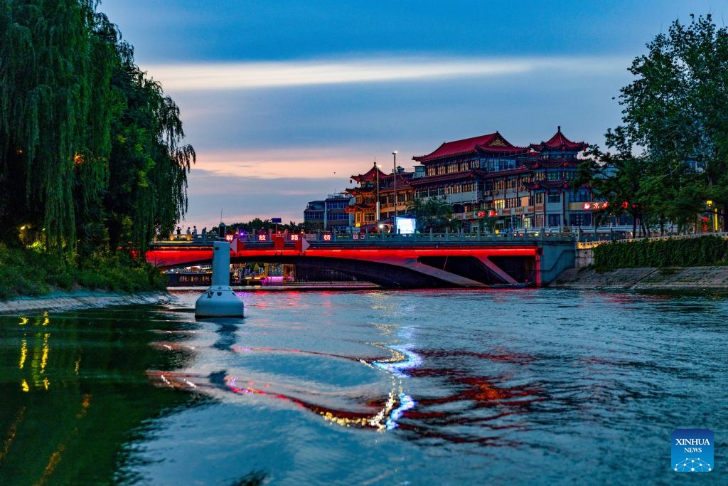 This photo taken on June 5, 2026 shows a partial view of the Cangzhou section of the Grand Canal in Cangzhou, north China's Hebei Province. Connecting Beijing, capital of China, and Hangzhou in east China's Zhejiang Province, the Grand Canal is the world's longest artificial waterway. The 216-km Cangzhou section of the Grand Canal runs through the city. In recent years, Cangzhou has made efforts to build the Grand Canal cultural belt, promoting the integrated development of cultural and tourism industries. (Photo: Xinhua)
