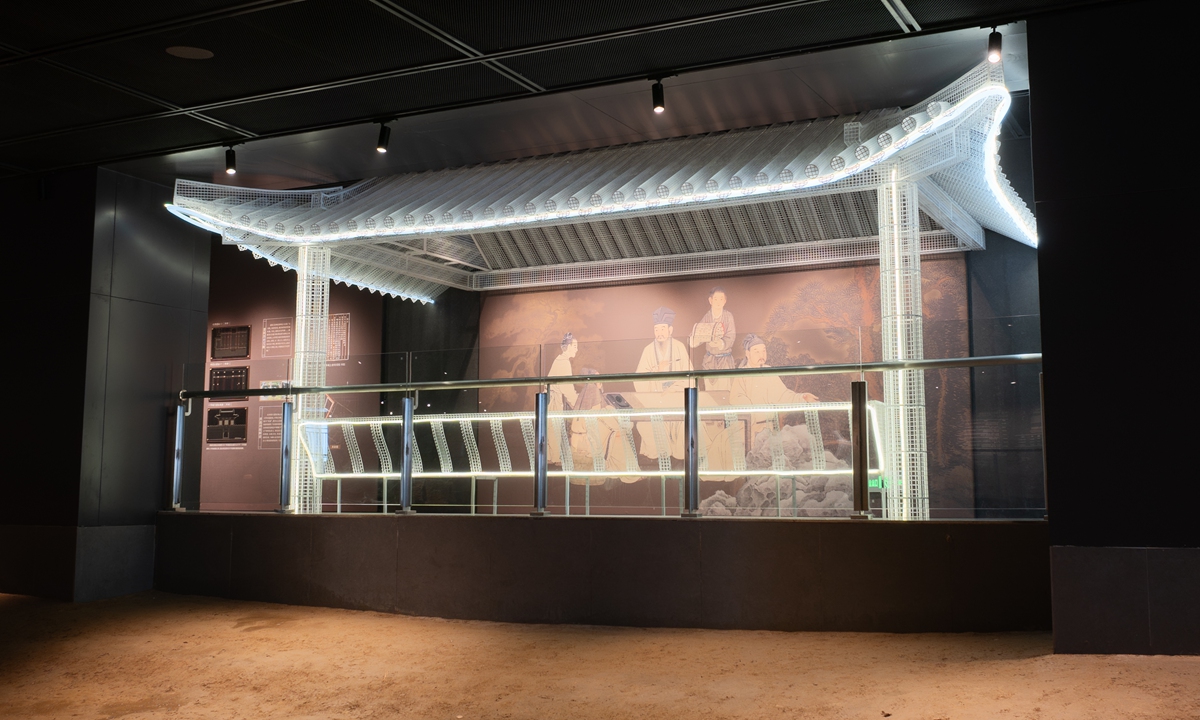 A model temple on display at the Huanghuacheng archaeological exhibition center in Chongqing