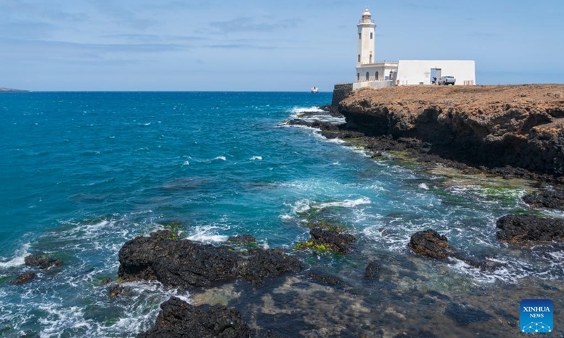 This photo taken on May 11, 2026 shows a lighthouse by the seaside of Santiago Island, Cabo Verde. (Photo: Xinhua)