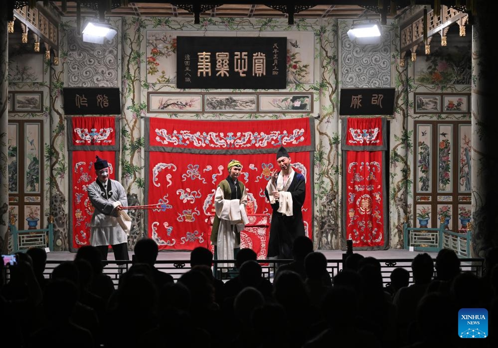 Actors from Shanghai Kunqu Opera Troupe perform at the Grand Theatre of Prince Kung's Palace Museum in Beijing, capital of China, June 9, 2026. The 19th Echoes of Classics: Prince Kung's Palace Museum Intangible Cultural Heritage Performance Season kicked off at the museum's Grand Theatre on Tuesday. Featuring three Kunqu Opera performances and three guqin concerts, the event, which runs until June 14, stages the charm of intangible cultural heritage in ancient architectural sites. (Photo: Xinhua)