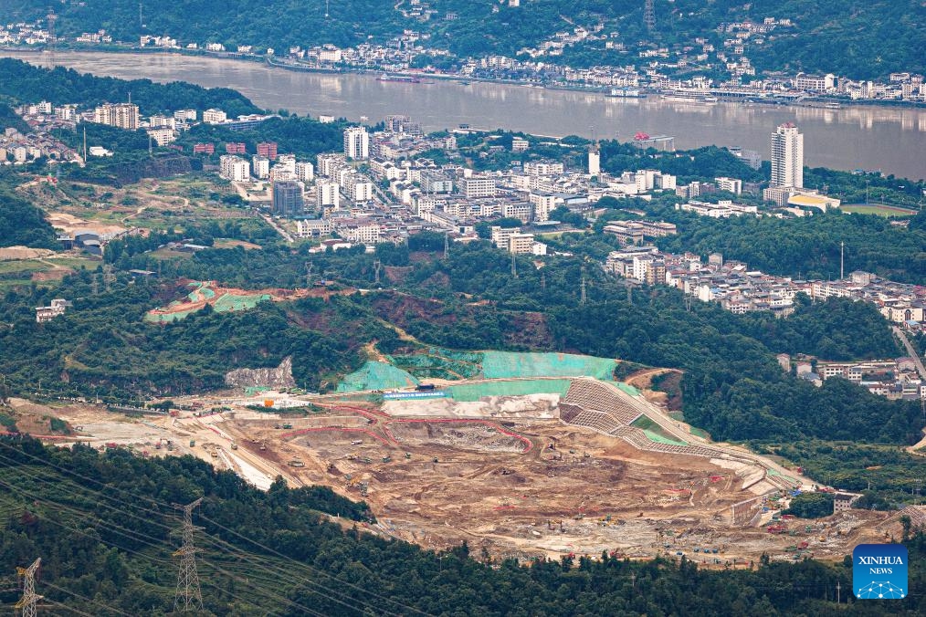 An aerial drone photo taken on June 8, 2026 shows the construction site of a new ship lock and its approach channels of the Three Gorges new waterway project in Yichang, central China's Hubei Province. China on Monday began construction of a mega waterway project, including what is expected to become the world's largest inland ship lock, in response to the rising shipping demand along the Yangtze, the world's third-longest river. (Photo: Xinhua)