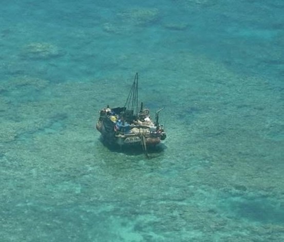 The so-called “new structure” at China’s Huangyan Dao disclosed by the Philippines Photo: Philippine media