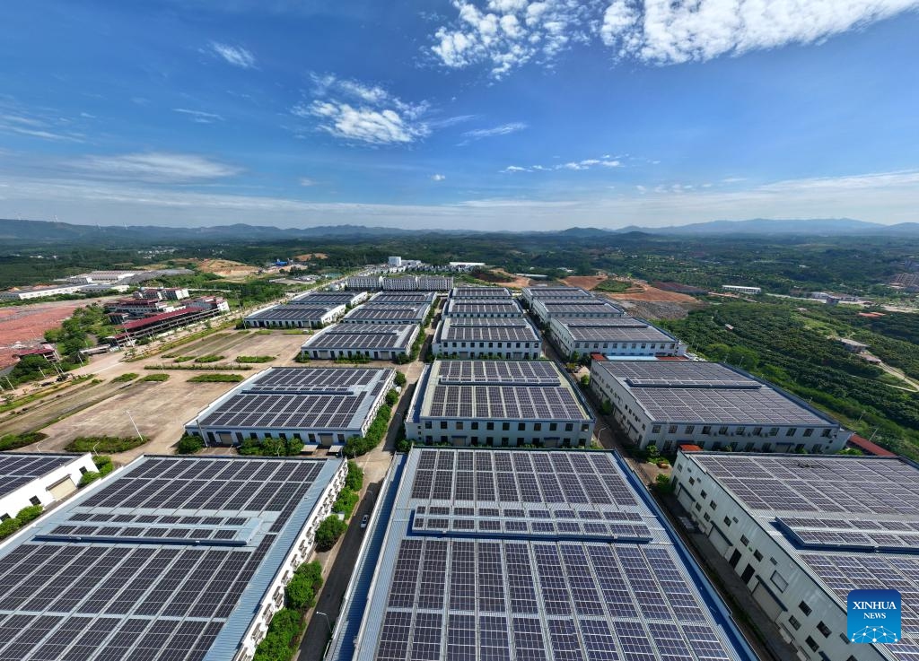 An aerial drone photo taken on June 10, 2026 shows a view of an industrial park in Luwu Town of Lingshan County, south China's Guangxi Zhuang Autonomous Region. (Photo: Xinhua)