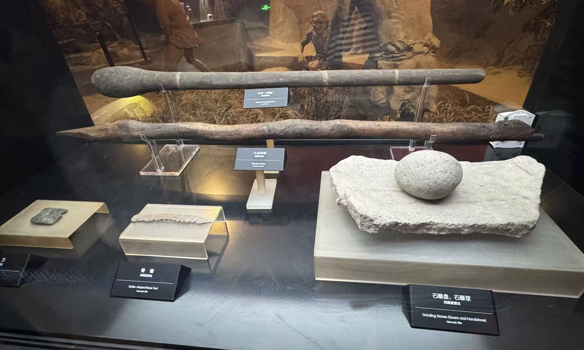 Excavated tools on display at the Hemudu site in Ningbo, East China's Zhejiang Province   Photo: Li Yuche/GT