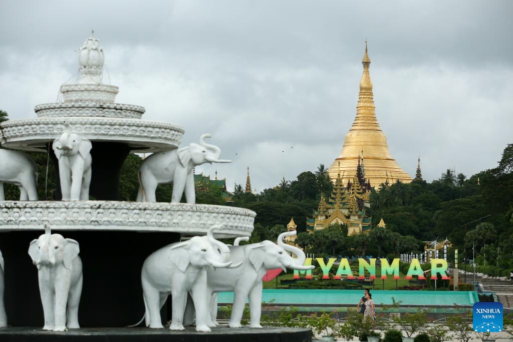This photo taken on June 10, 2026 shows the scenery of Shwedagon Pagoda in Yangon, Myanmar. The Shwedagon Pagoda, also known as the Golden Pagoda in Myanmar, attracted over 3.45 million visitors during the first five months of this year, U Boe Thin, a member of the Shwedagon Pagoda Board of Trustees, told Xinhua on Wednesday (Photo: Xinhua)
