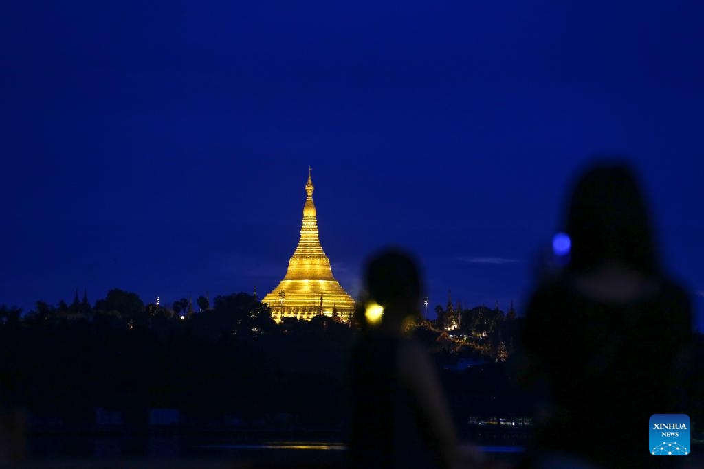 This photo taken on June 10, 2026 shows the scenery of Shwedagon Pagoda in Yangon, Myanmar. The Shwedagon Pagoda, also known as the Golden Pagoda in Myanmar, attracted over 3.45 million visitors during the first five months of this year, U Boe Thin, a member of the Shwedagon Pagoda Board of Trustees, told Xinhua on Wednesday.  (Photo: Xinhua)