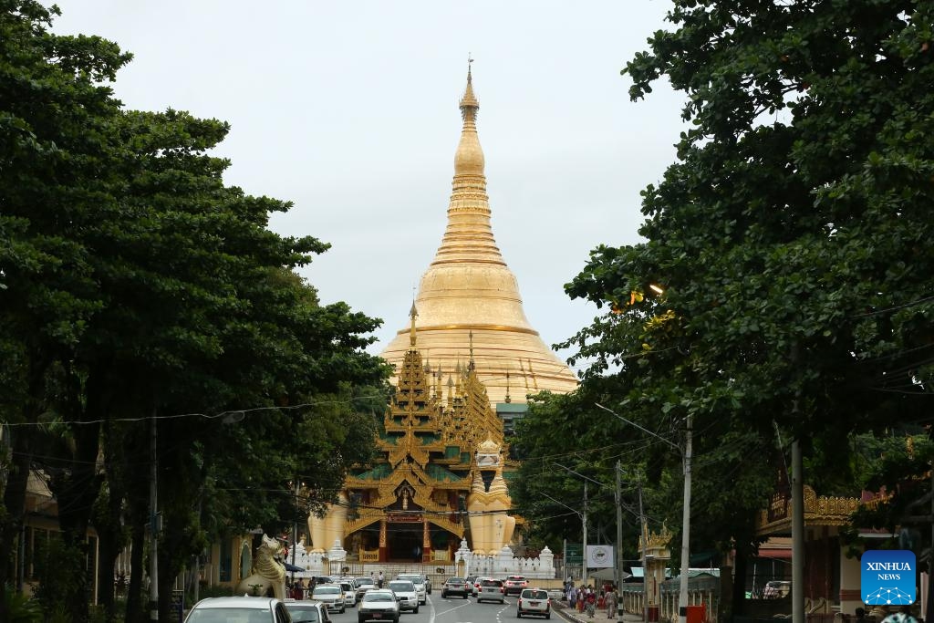 This photo taken on June 10, 2026 shows the scenery of Shwedagon Pagoda in Yangon, Myanmar. The Shwedagon Pagoda, also known as the Golden Pagoda in Myanmar, attracted over 3.45 million visitors during the first five months of this year, U Boe Thin, a member of the Shwedagon Pagoda Board of Trustees, told Xinhua on Wednesday. (Photo: Xinhua)
