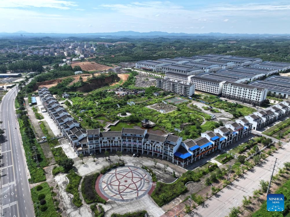 An aerial drone photo taken on June 10, 2026 shows a view of an industrial park in Luwu Town of Lingshan County, south China's Guangxi Zhuang Autonomous Region. (Photo: Xinhua)