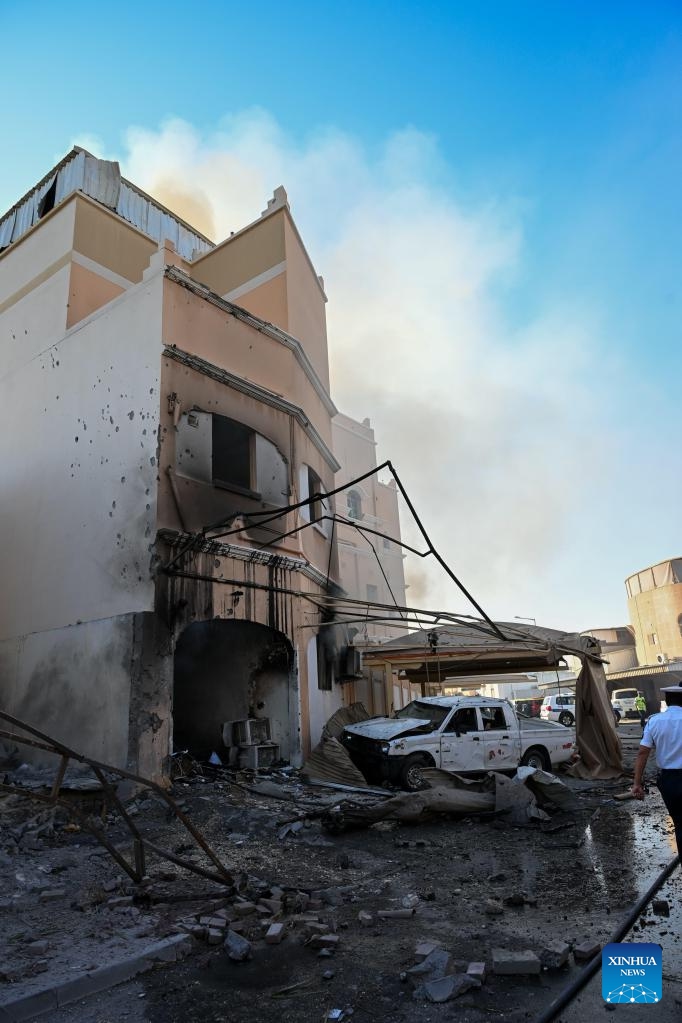 This photo taken on June 11, 2026 shows a damaged house caused by falling debris from intercepted Iranian drones in Hamad Town, Bahrain. An 11-year-old girl sustained minor injuries after debris from intercepted Iranian drones fell in Bahrain, damaging some houses, Bahrain's Interior Ministry said Thursday.

Iran's Islamic Revolution Guard Corps said Thursday it had launched attacks on U.S. military bases in Jordan, Kuwait and Bahrain in retaliation for U.S. strikes. (Bahrain's Interior Ministry/Handout via Xinhua)