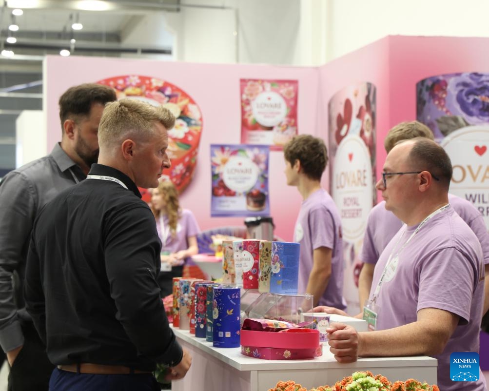 Exhibitors are seen at Warsaw Food Expo in Warsaw, Poland, June 10, 2026. (Xinhua/Wang Yihan)