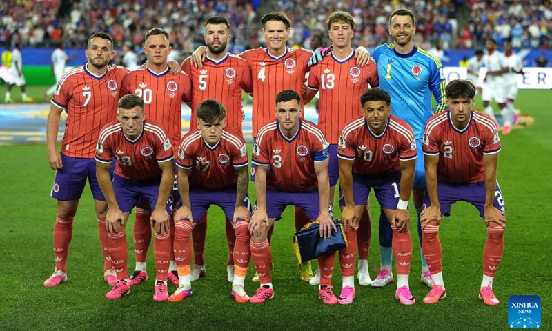 Players of Scotland line up before the group C match between Haiti and Scotland at the 2026 FIFA World Cup at Boston Stadium in Boston, the United States, June 13, 2026. (Xinhua/Huang Zongzhi)