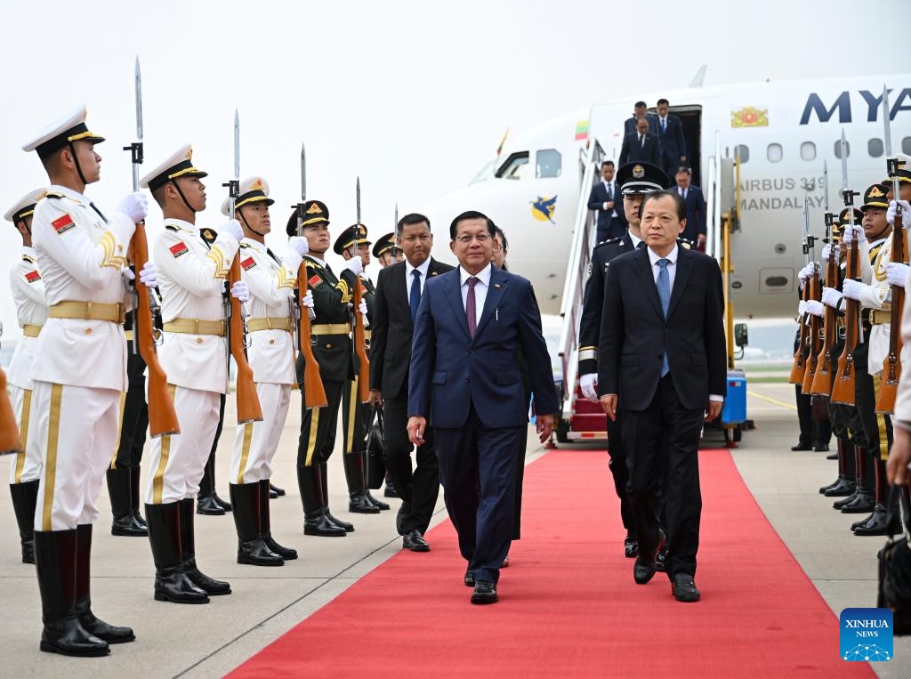 President of Myanmar Min Aung Hlaing arrives in Beijing, capital of China, June 15, 2026. At the invitation of Chinese President Xi Jinping, President of Myanmar Min Aung Hlaing arrived in Beijing on Monday for a state visit to China from June 15 to 19. (Xinhua/Dai Tianfang)