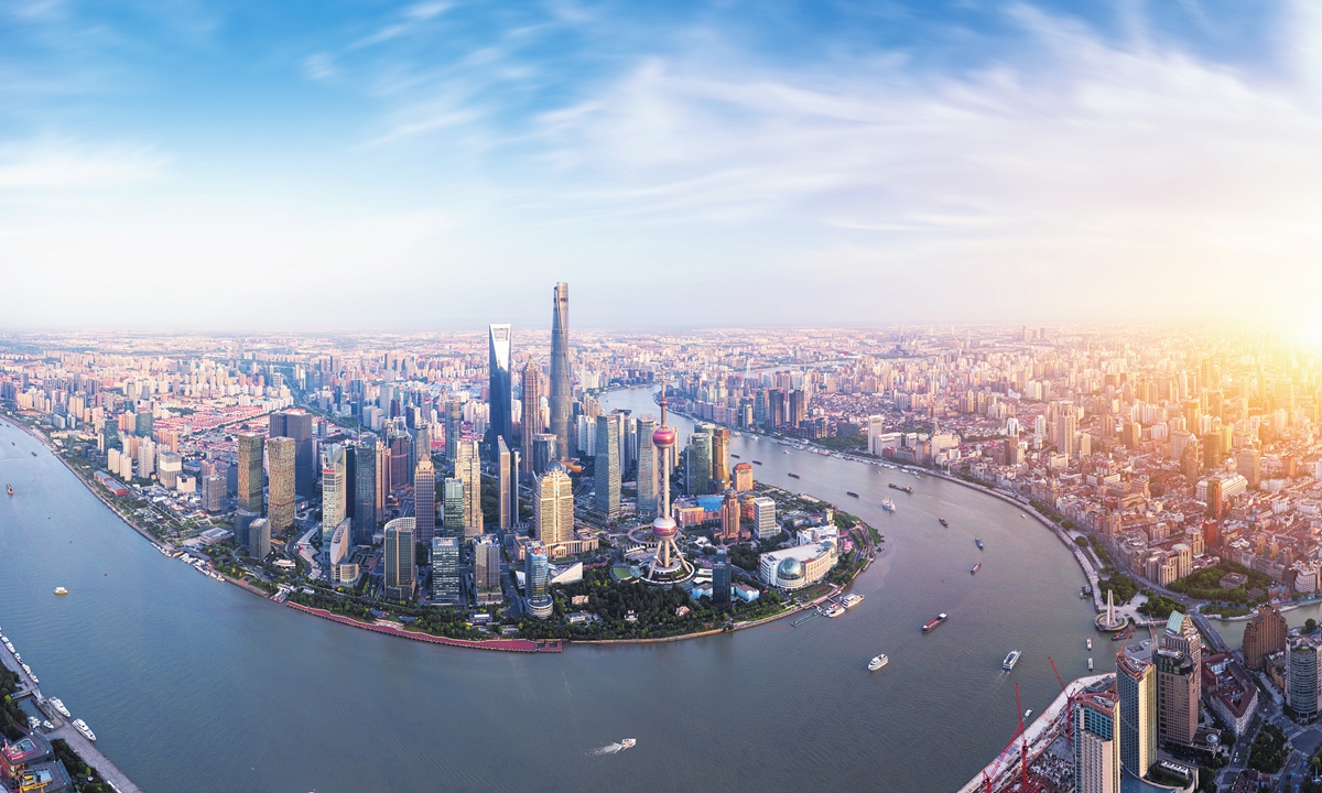 An aerial view of Lujiazui, Shanghai File photo: VCG