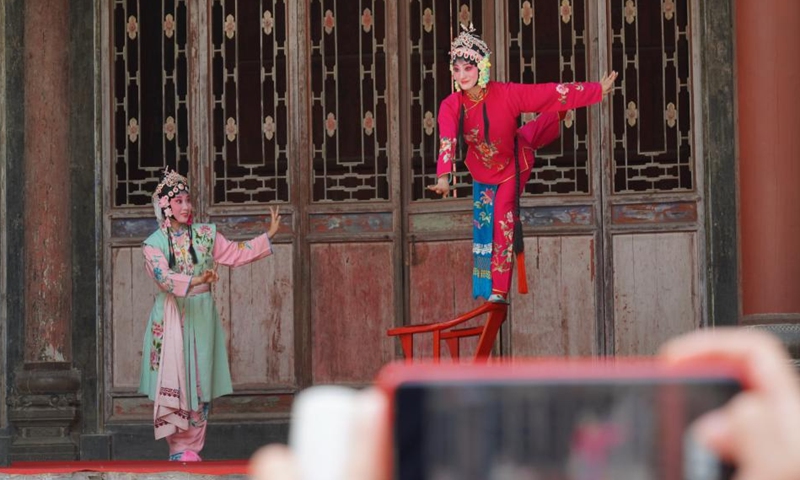 Puzhou Opera artists perform on the ancient stage in Yuncheng City, north China's Shanxi Province, June 3, 2026. Photo: Xinhua