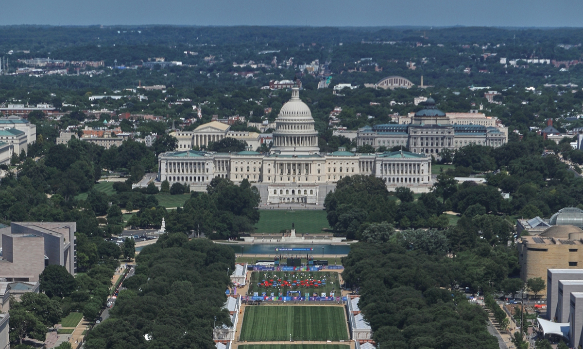 The US Capitol and the National Mall are seen as the venue for the America 250 celebration, which continues in Washington on June 13, 2026. Photo: VCG