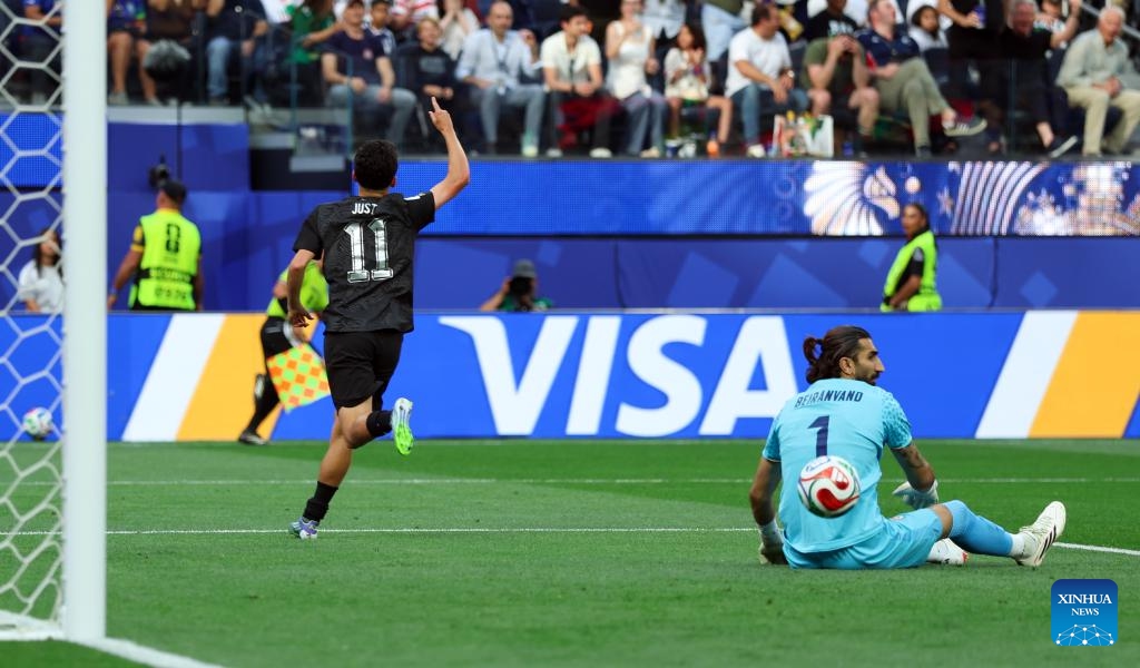Elijah Just (L) of New Zealand celebrates his score during the group G match between Iran and New Zealand at the 2026 FIFA World Cup at Los Angeles Stadium in Los Angeles, the United States, June 15, 2026. (Photo: Xinhua)