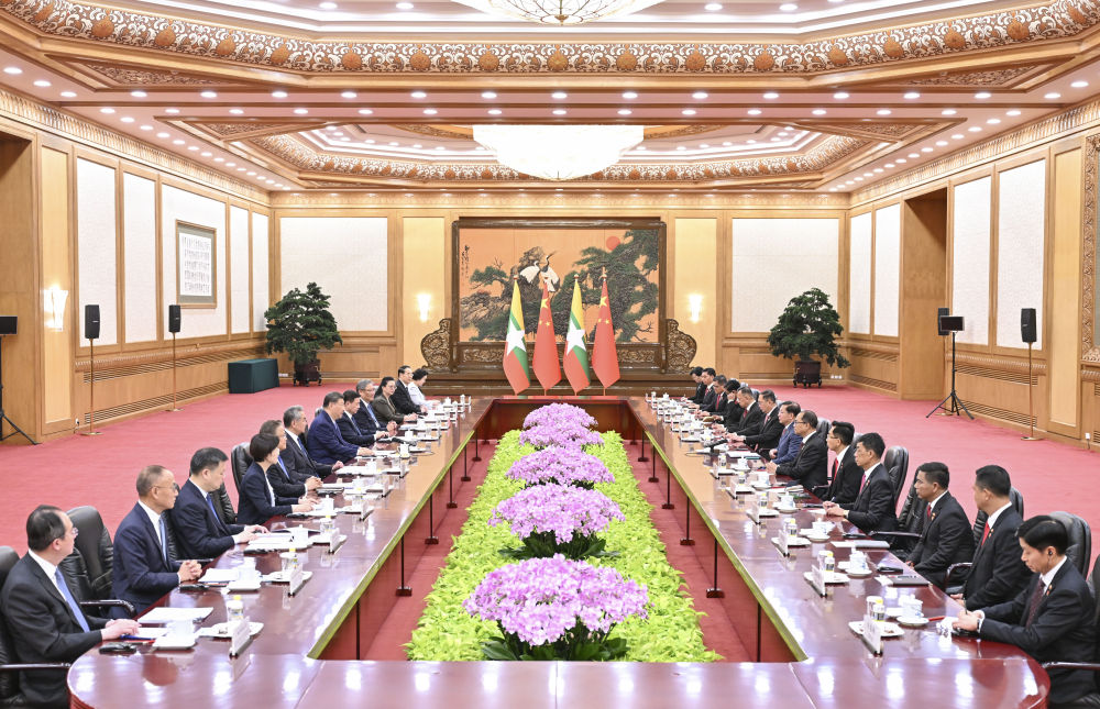 Chinese President Xi Jinping holds talks with President of Myanmar Min Aung Hlaing, who is on a state visit to China, at the Great Hall of the People in Beijing, capital of China, June 16, 2026. Photo: Xinhua