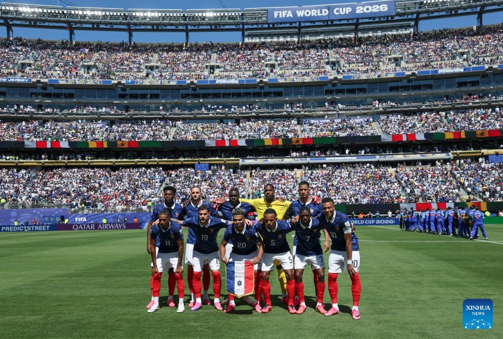 Players of France pose for group photos before the group I match between France and Senegal at the 2026 FIFA World Cup at New York New Jersey Stadium in New York, the United States, June 16, 2026. (Xinhua/Cao Can)