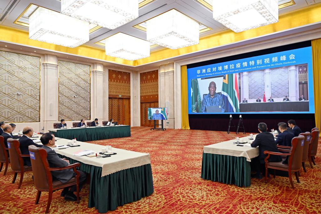Chinese Vice Premier Liu Guozhong, also a member of the Political Bureau of the Communist Party of China Central Committee, addresses the High-Level Meeting of African Heads of State and Government and Partners on the Ebola Disease Outbreak via video link on June 16, 2026. (Xinhua/Wang Peng)