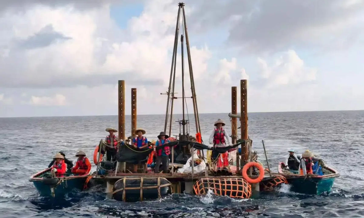 A floating in-situ sampling and experimental platform set up by the South China Sea Institute of Oceanology of the Chinese Academy of Sciences, in the waters around Huangyan Island Photo: Courtesy of South China Sea Institute of Oceanology under the Chinese Academy of Sciences