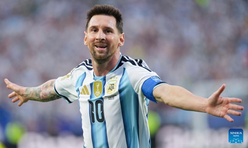 Lionel Messi of Argentina celebrates a goal during the group J match between Argentina and Algeria at the FIFA World Cup 2026 in the US, on June 16, 2026. Photo: Xinhua
