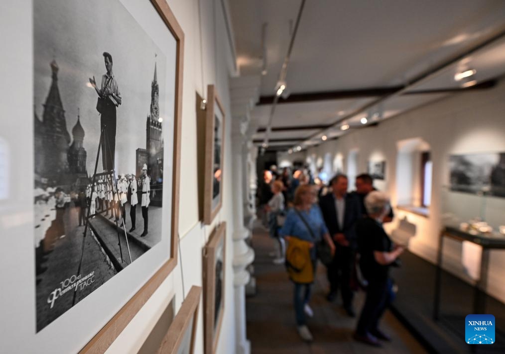 Visitors watch the TASS Photo Chronicle Centennial Exhibition at the State Historical Museum in Moscow, capital of Russia, June 16, 2026. On June 16, the TASS Photo Chronicle Centennial Exhibition opened at the State Historical Museum in Moscow, capital of Russia. The exhibition features numerous photographs captured by TASS, marking the 100th anniversary of the founding of its photo chronicle department. The exhibition will run until August 31. (Xinhua/Feng Kaihua)