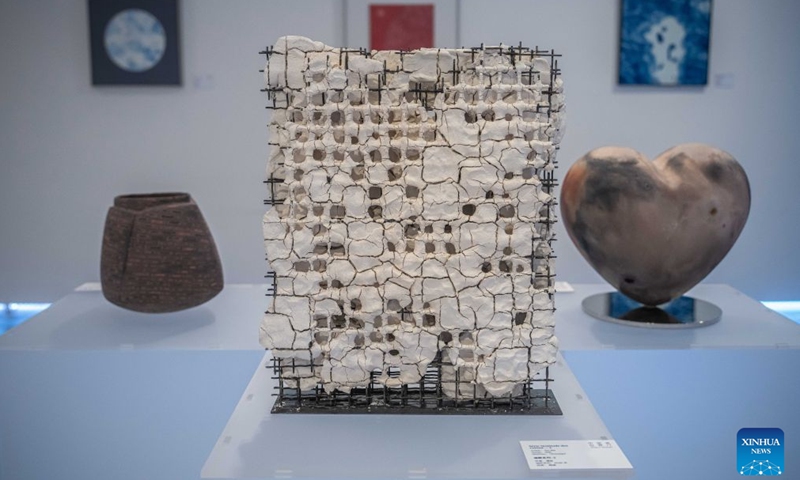This photo taken on June 18, 2026 shows contemporary Chinese ceramic artworks in Paris, France. An overseas touring exhibition of Chinese Porcelain opened here on Thursday. (Photo: Xinhua)