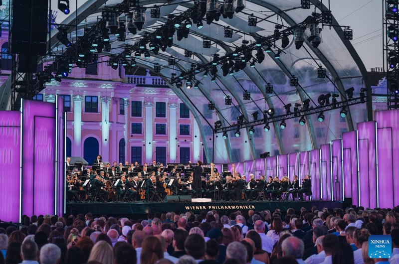This photo taken on June 19, 2026 shows a view of the Summer Night Concert 2026 presented by the Vienna Philharmonic Orchestra in Vienna, Austria. (Niklas Schnaubelt/The Vienna Philharmonic Orchestra/Handout via Xinhua)