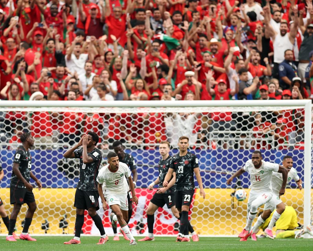 Azzedine Ounahi (3rd L) of Morocco celebrates after scoring during the round of 16 match between Canada and Morocco at the 2026 FIFA World Cup at Houston Stadium in Houston, the United States, July 4, 2026. (Xinhua/Li Ming)

