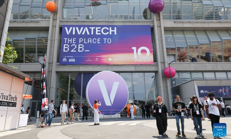 People visit VivaTech technology startups and innovation fair in Paris, France, June 20, 2026. The fair concluded in Paris on Saturday. (Xinhua/Wu Huiwo)

