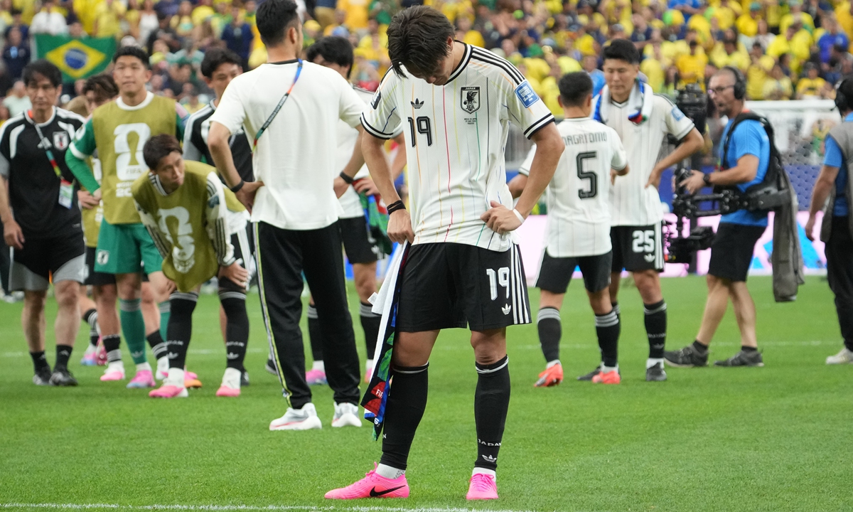 Koki Ogawa of Japan looks dejected after the 2-1 defeat to Brazil at the FIFA World Cup on June 29, 2026 in Houston, the US. Photo: VCG