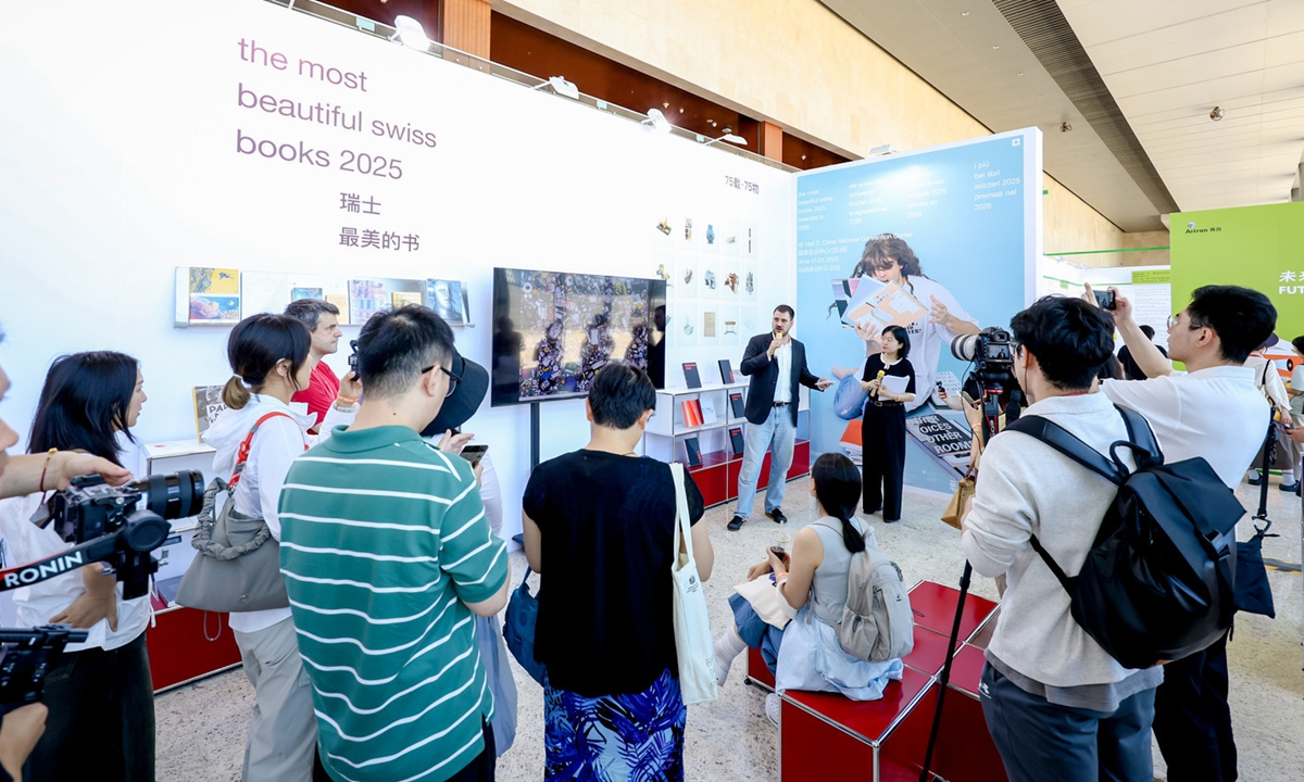 Visitors attend one of Switzerland's book events featuring 