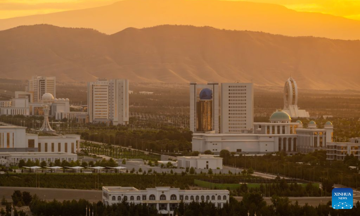This photo taken on July 2, 2026 shows a view of Ashgabat, Turkmenistan. (Xinhua/Li Renzi)