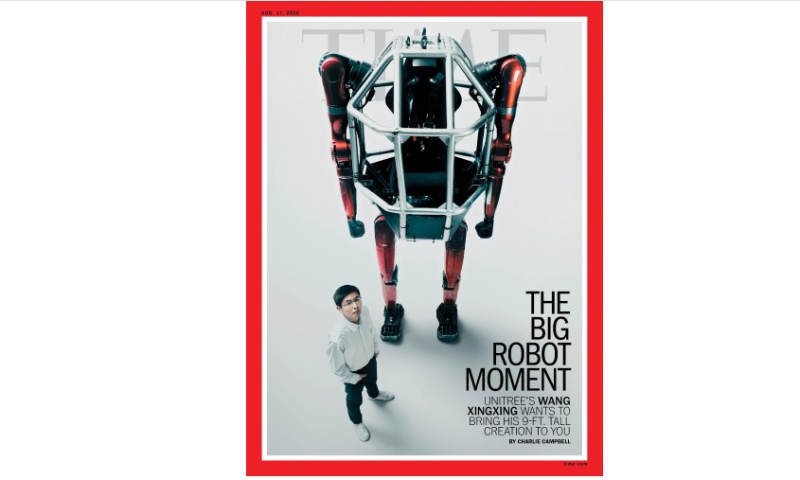 TIME magazine cover features Unitree Robotics' founder CEO and its giant mecha robot Photo: Scresshot of a post by Unitree Robotics