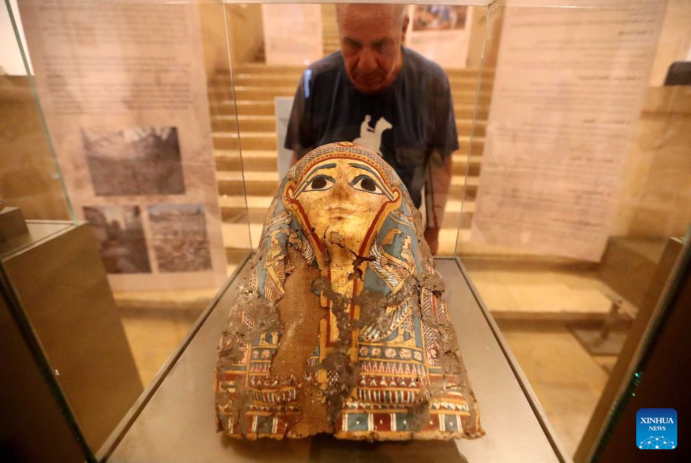 This photo taken on Sept. 16, 2026 shows an ancient Egyptian artifact displayed at a ceremony at the National Museum in Beirut, Lebanon. Lebanon on Wednesday returned to Egypt 37 ancient artifacts that had been illegally smuggled into Lebanon, according to a statement by Lebanon's Culture Ministry. (Xinhua/Bilal Jawich)