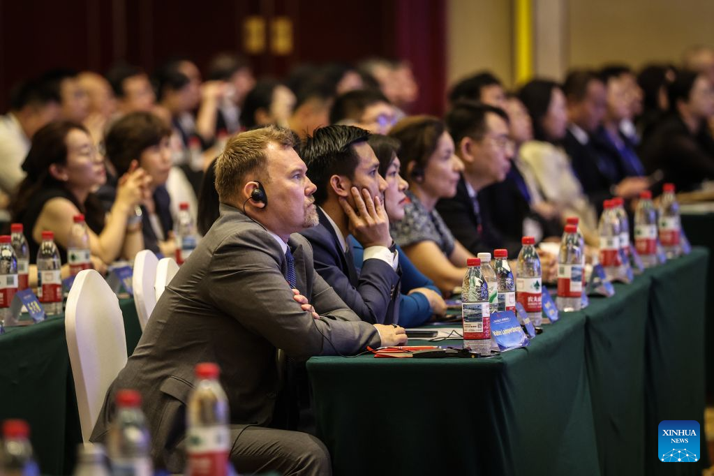 Guests attend the opening ceremony of the 2026 Conference on Hongshan Culture in Chaoyang City, northeast China's Liaoning Province, Aug. 5, 2026. Themed on Hongshan Culture: A Dialogue Between Eras and Civilizations, the 2026 Conference on Hongshan Culture kicked off here on Wednesday. (Xinhua/Pan Yulong)