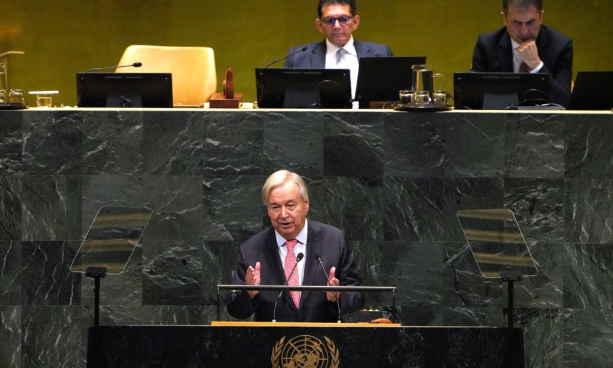 United Nations Secretary-General Antonio Guterres speaks during the General Debate of the 81st session of the United Nations General Assembly at the UN headquarters in New York, Sept. 22, 2026. The General Debate of the 81st session of the UN General Assembly opened at the UN headquarters in New York on Tuesday. The theme of the general debate is Restoring trust, managing transformation: a United Nations that delivers for all. (Xinhua/Wu Xiaoling)