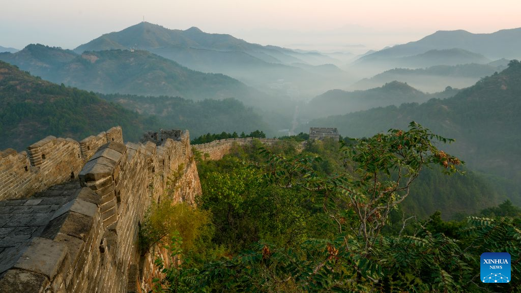 This photo taken on Sept. 17, 2026 shows a morning view at the Jinshanling section of the Great Wall, Luanping County of Chengde City, north China's Hebei Province. (Photo by Zhou Wanping/Xinhua)