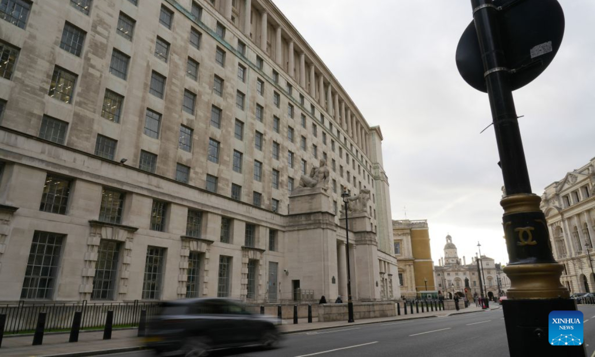 Photo taken on Oct. 11, 2026 shows Britain's Ministry of Defense in London, Britain. Britain does not support U.S. President Donald Trump's deal with Russian President Vladimir Putin to purchase millions of tons of diesel from Russia, British Defense Secretary Wes Streeting said on Sunday. (Xinhua/Zhang Feng)