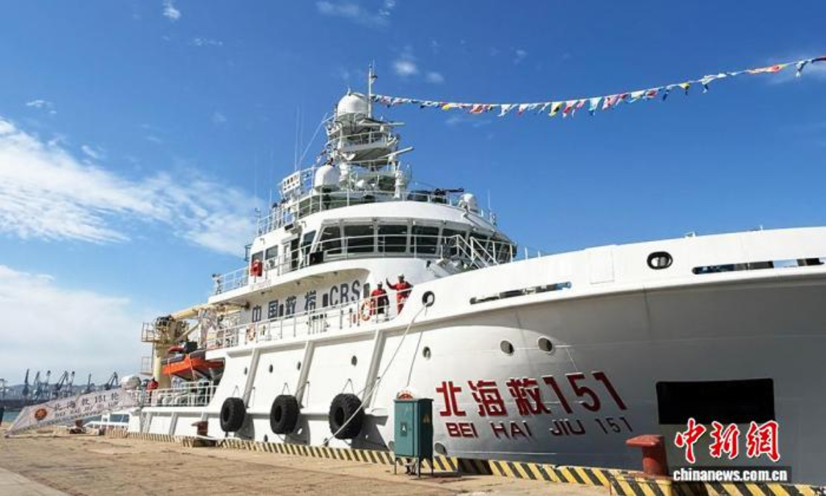 The Beihai Jiu 151 marine rescue vessel joins the Ministry of Transport’s Beihai Rescue Bureau in Yantai, East China’s Shandong Province, on September 21. Photo: CNS
